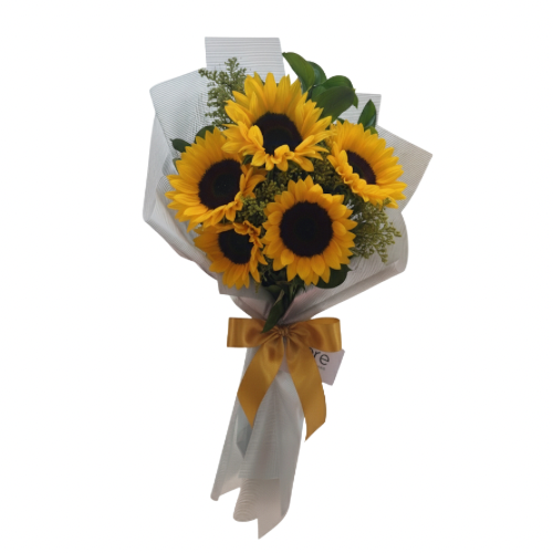 Bouquet de 5 girasoles frescos en Bogotá con entrega a domicilio