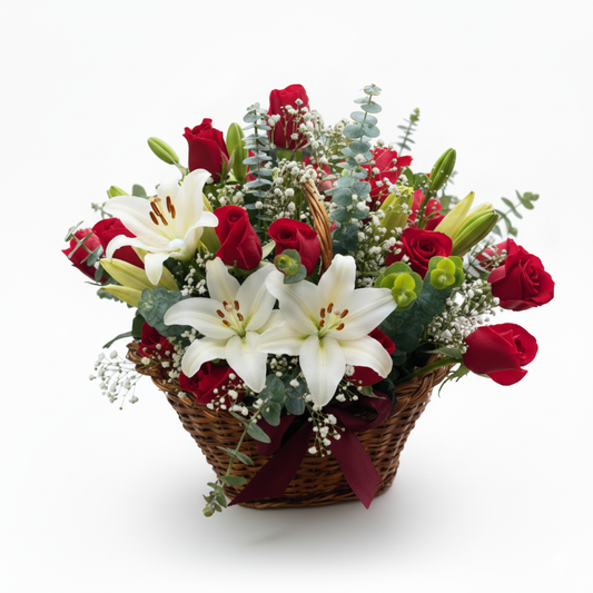 canasta-rosas-lirios-fiore-bogota