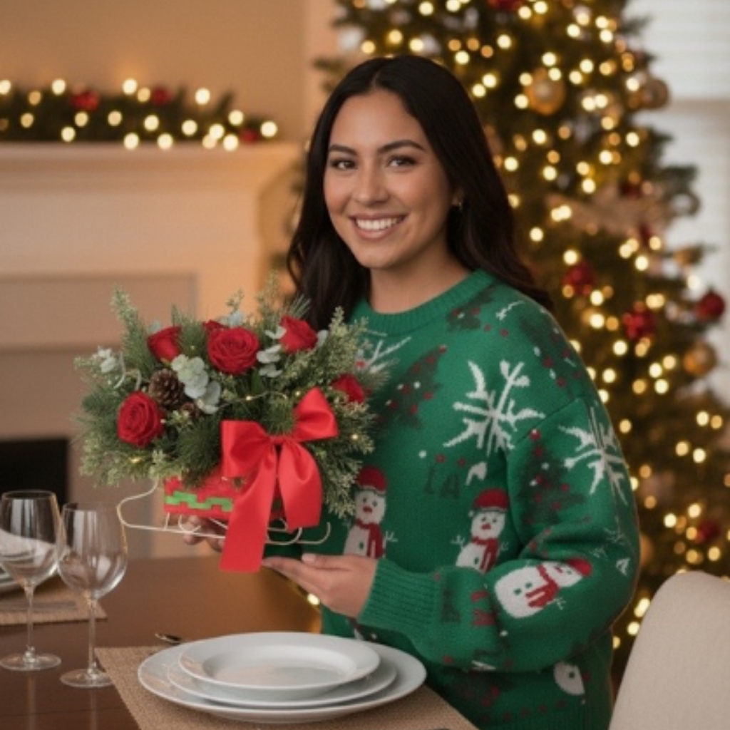 Navidad Fiore - Flores + Suéter navideño