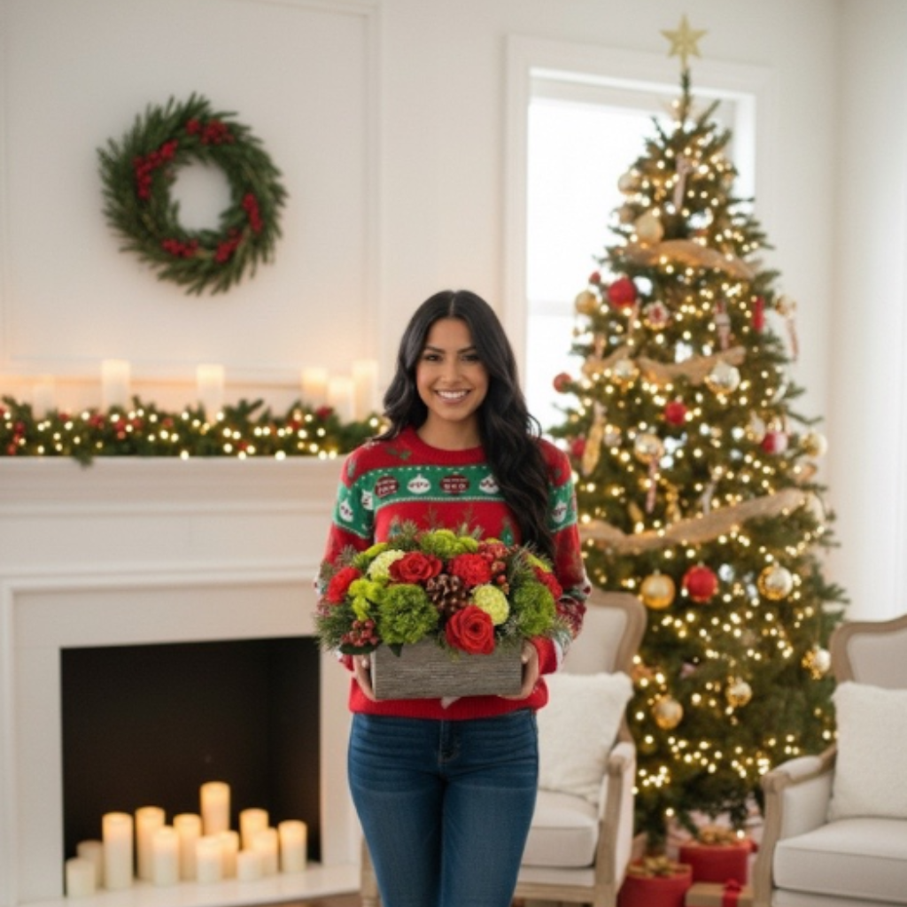 Navidad Fiore - Flores + Suéter navideño