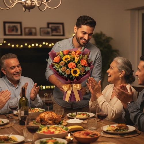 Bouquet de girasoles y rosas, diseño cálido y elegante ideal para regalo familiar en Bogotá