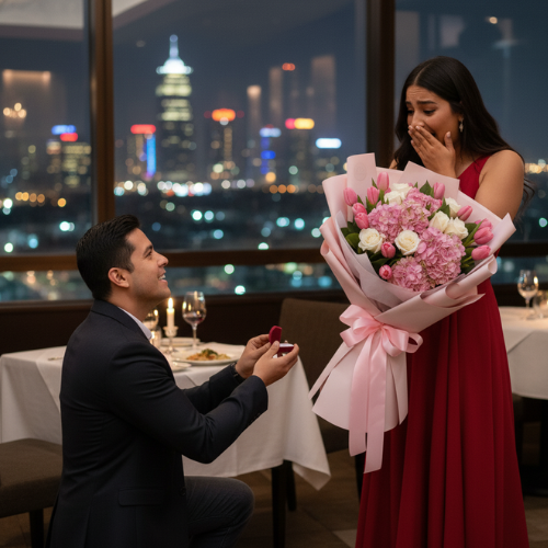 Dime que Sí | Bouquet de Rosas y Hortensias
