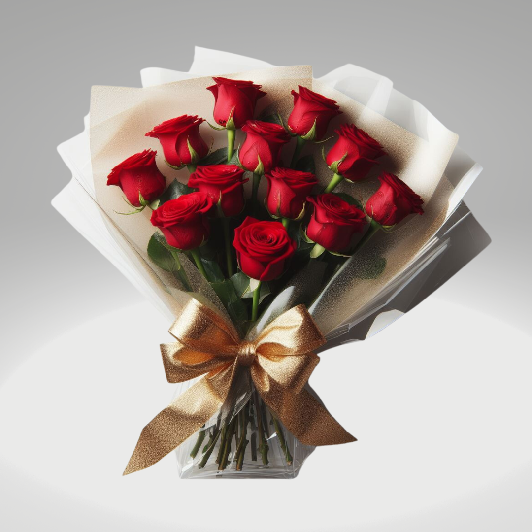 bouquet de rosas rojas en presentación para regalo