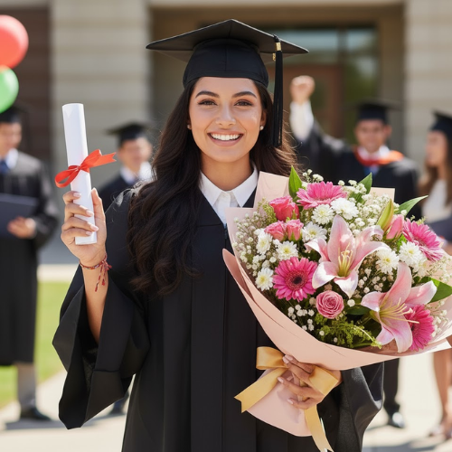 Bouquet de lirios y gerberas ideal para graduación, diseño elegante y con presencia en Bogotá