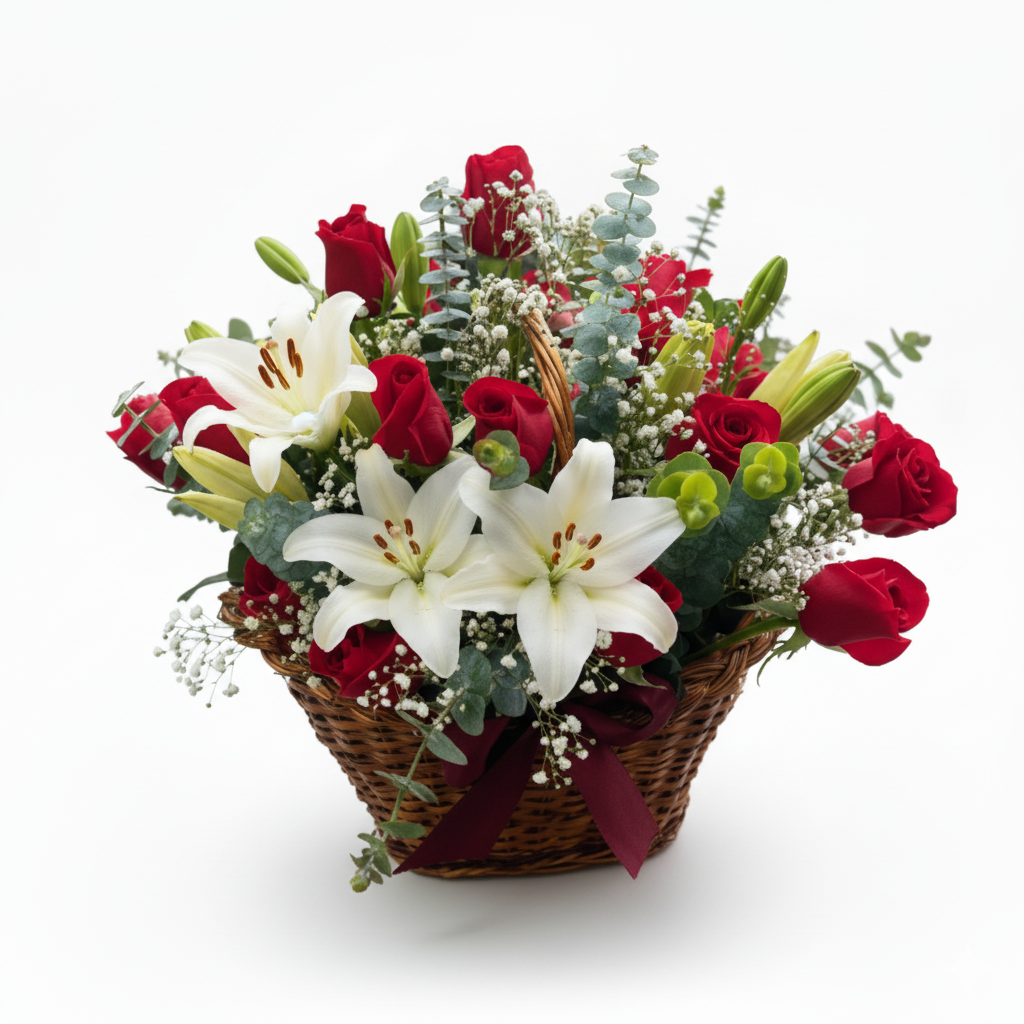 canasta-rosas-lirios-fiore-bogota