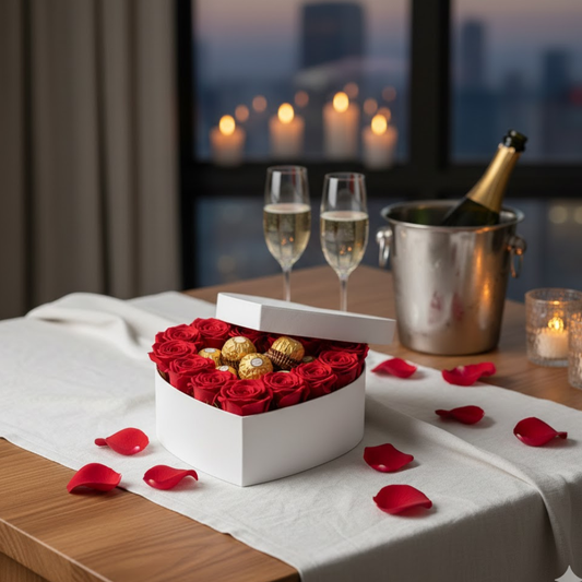 Corazón de Rosas y chocolates