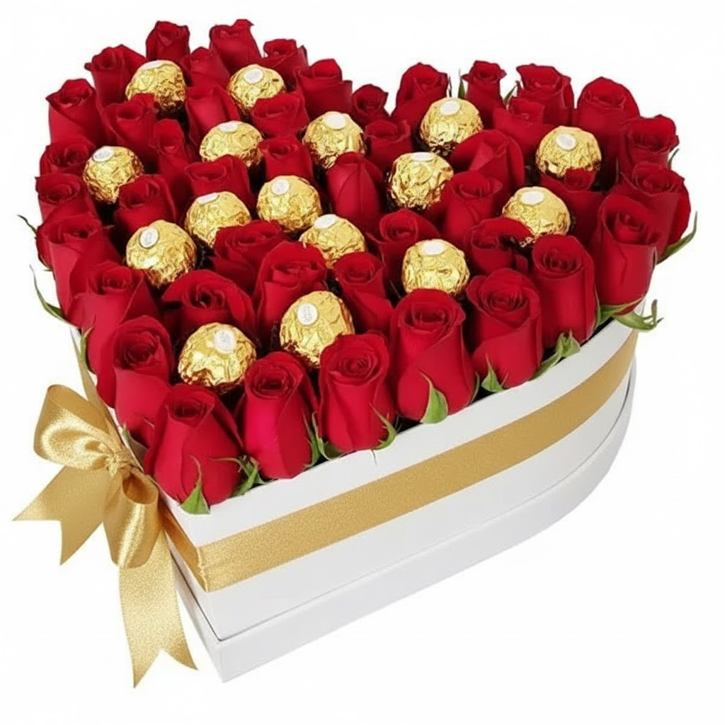 Corazón de Rosas y chocolates