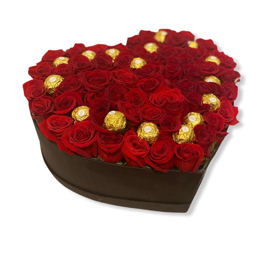 Corazón de Rosas y chocolates